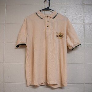 Vintage 90s Suki Garments St. Lucia Polo Shirt Embroidered XL Cream Color
